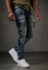 CD780 Men's Straight Jeans with trendy cargo pockets