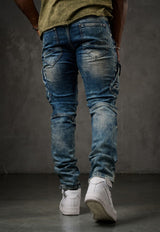 CD780 Men's Straight Jeans with trendy cargo pockets