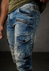 CD780 Men's Straight Jeans with trendy cargo pockets