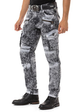CD780 Men's Straight Jeans with trendy cargo pockets