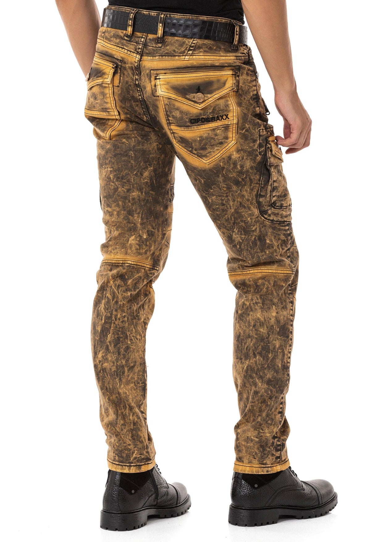 CD780 Men's Straight Jeans with trendy cargo pockets