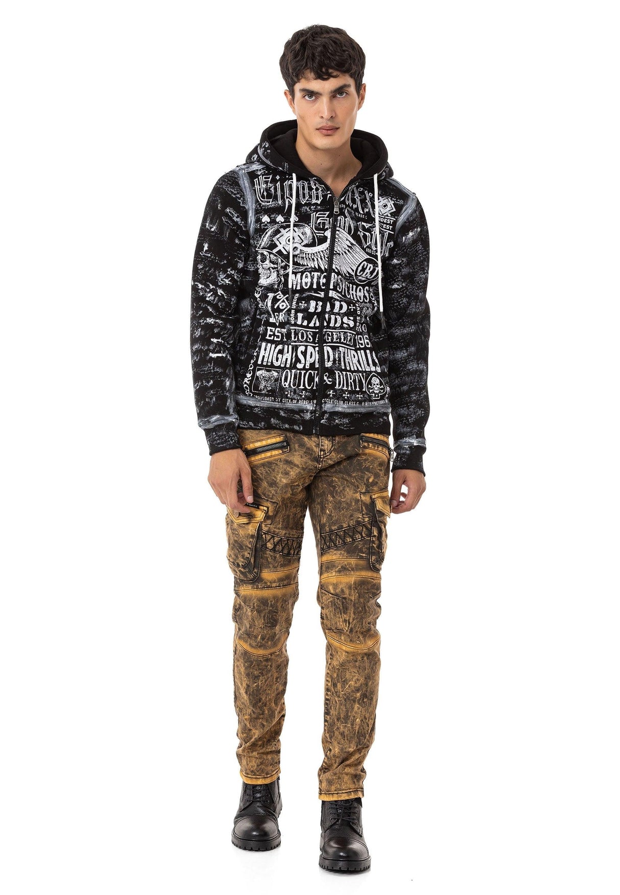 CD780 Men's Straight Jeans with trendy cargo pockets