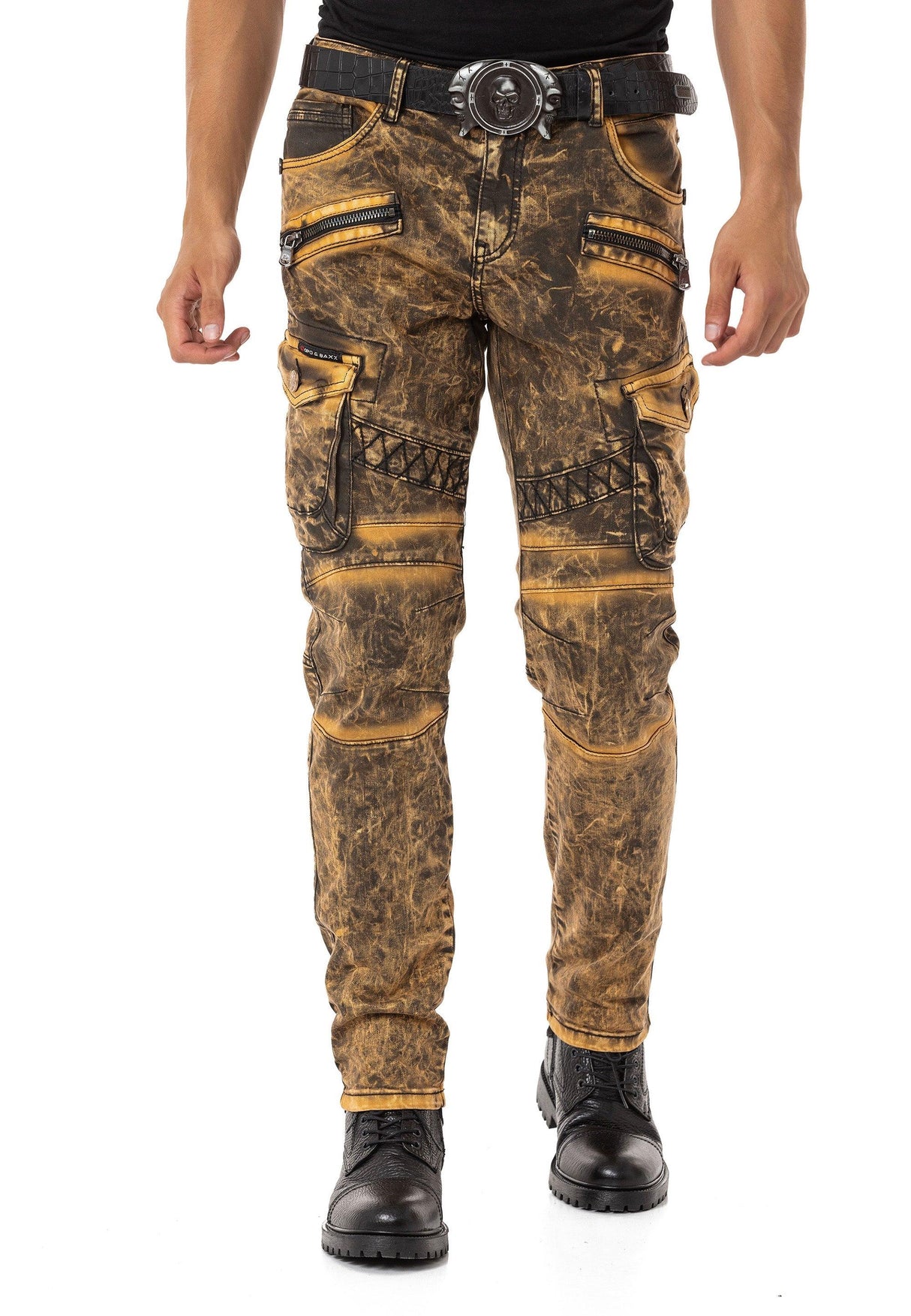 CD780 Men's Straight Jeans with trendy cargo pockets