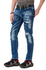 CD781 men's straight jeans in a fashionable destroyed look