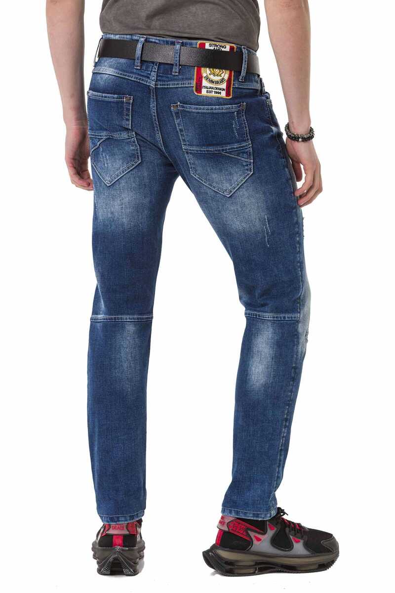 CD781 men's straight jeans in a fashionable destroyed look