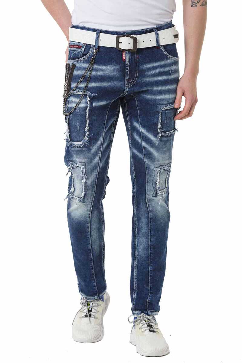 CD782 Men's straight jeans in a cool used look
