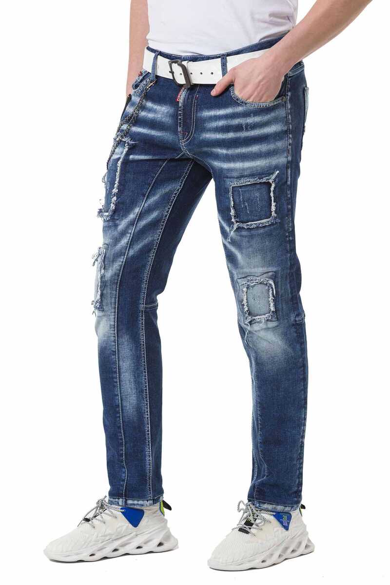 CD782 Men's straight jeans in a cool used look