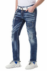 CD782 Men's straight jeans in a cool used look