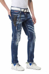 CD782 Men's straight jeans in a cool used look