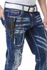 CD782 Men's straight jeans in a cool used look
