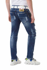 CD782 Men's straight jeans in a cool used look