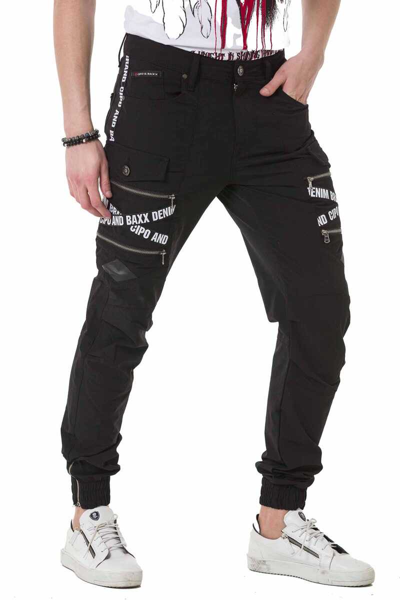 CD785 Men's cargo trousers with trendy brand lettering
