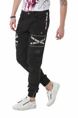 CD785 Men's cargo trousers with trendy brand lettering