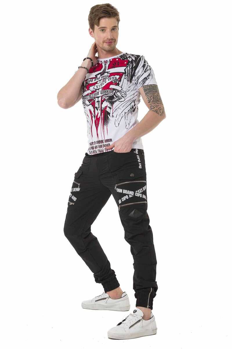 CD785 Men's cargo trousers with trendy brand lettering