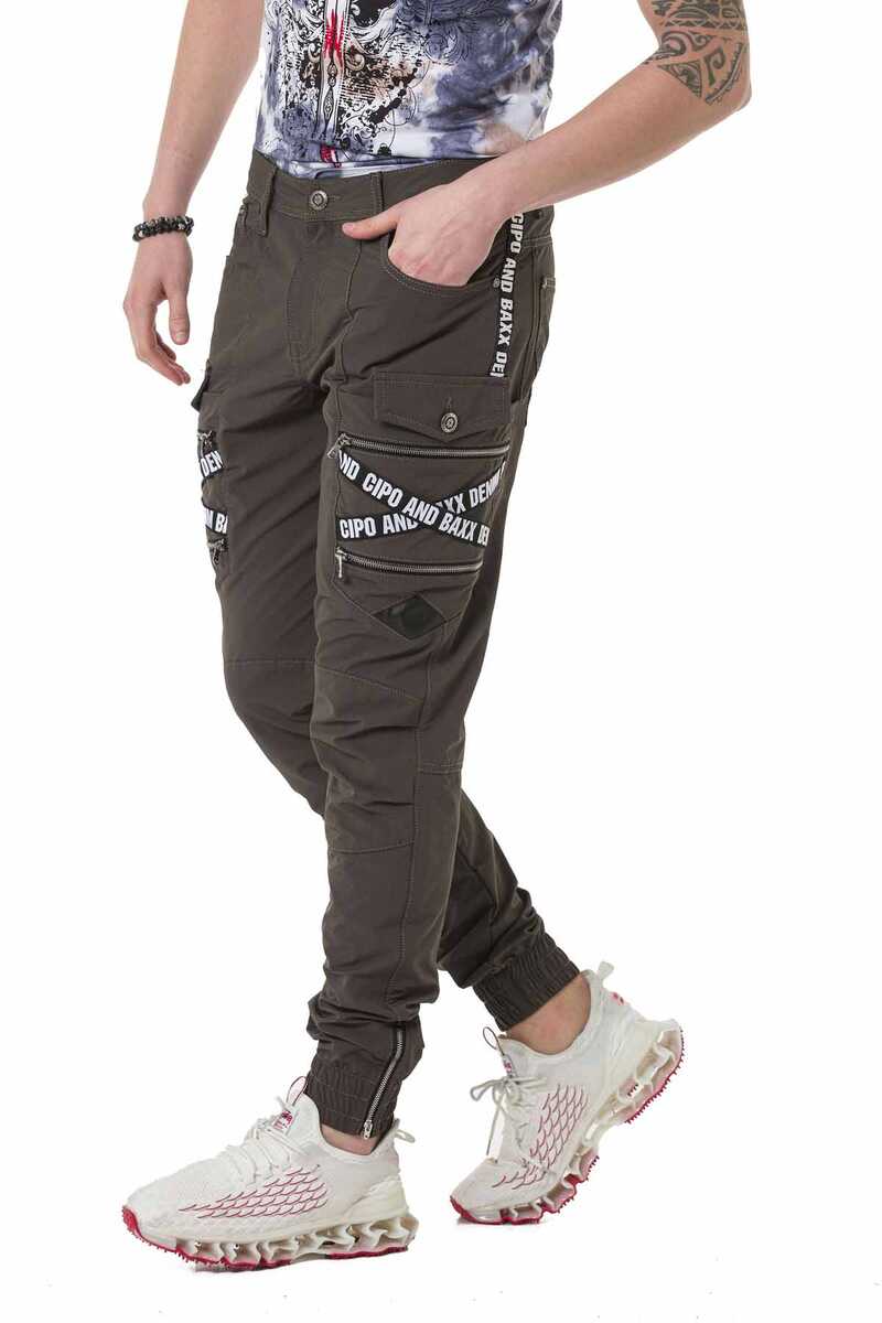 CD786 Men's cargo trousers with trendy brand lettering