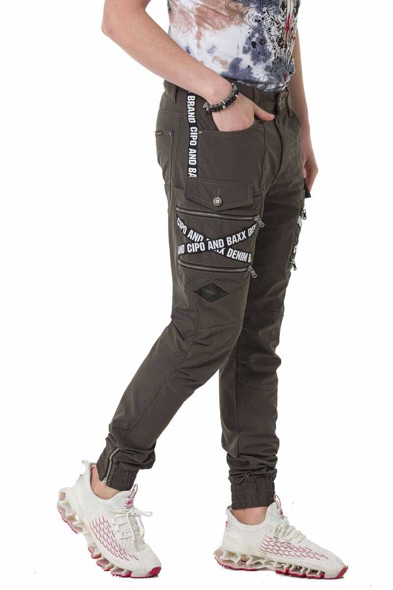 CD786 Men's cargo trousers with trendy brand lettering
