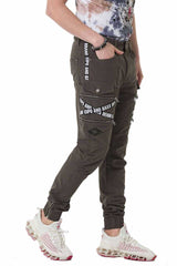 CD786 Men's cargo trousers with trendy brand lettering