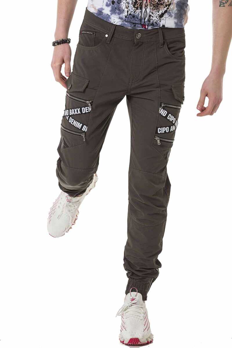 CD786 Men's cargo trousers with trendy brand lettering