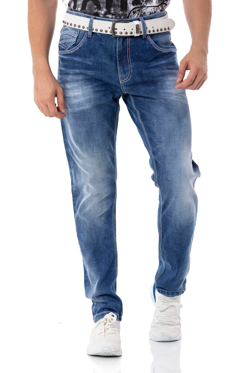 CD796 Men's slim-fit jeans trousers in a casual look with subtle thick seams