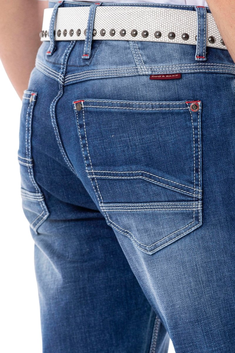 CD796 Men's slim-fit jeans trousers in a casual look with subtle thick seams