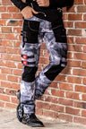 CD805 Men's Regular Fit Biker Jeans with Faux Leather Patch
