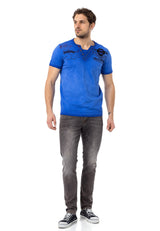 CD811 Men's straight jeans with trendy decorative stitching
