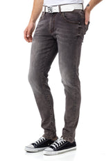 CD811 Men's straight jeans with trendy decorative stitching
