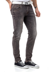 CD811 Men's straight jeans with trendy decorative stitching