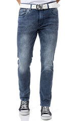 CD811 Men's straight jeans with trendy decorative stitching