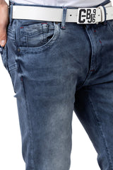 CD811 Men's straight jeans with trendy decorative stitching