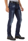 CD811 Men's straight jeans with trendy decorative stitching