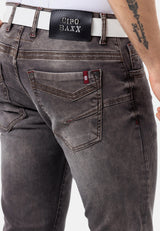 CD811 Men's straight jeans with trendy decorative stitching