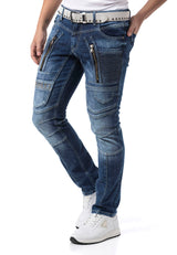 CD844 Straight Fit Jeans with Zipper