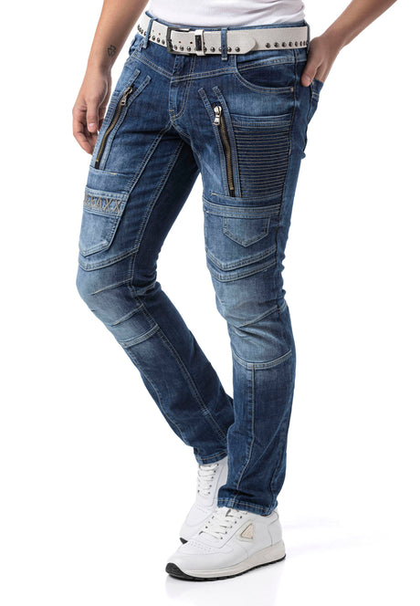 CD844 Straight Fit Jeans with Zipper