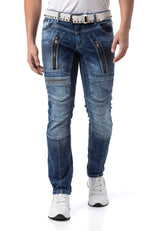 CD844 Straight Fit Jeans with Zipper