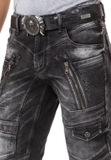 CD844 Straight Fit Jeans with Zipper