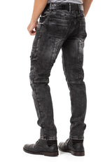 CD844 Straight Fit Jeans with Zipper