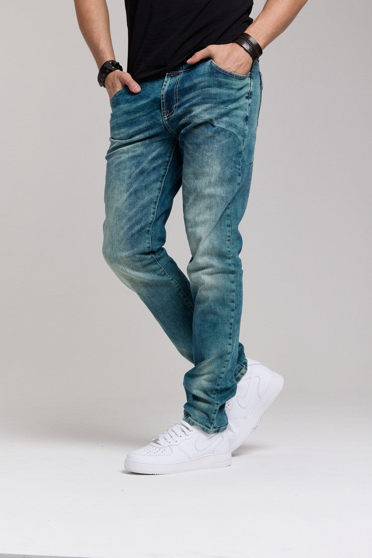 CD860 Men's Jeans – Straight Fit in Teal and Brown