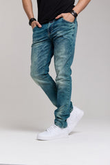 CD860 Men's Jeans – Straight Fit in Teal and Brown