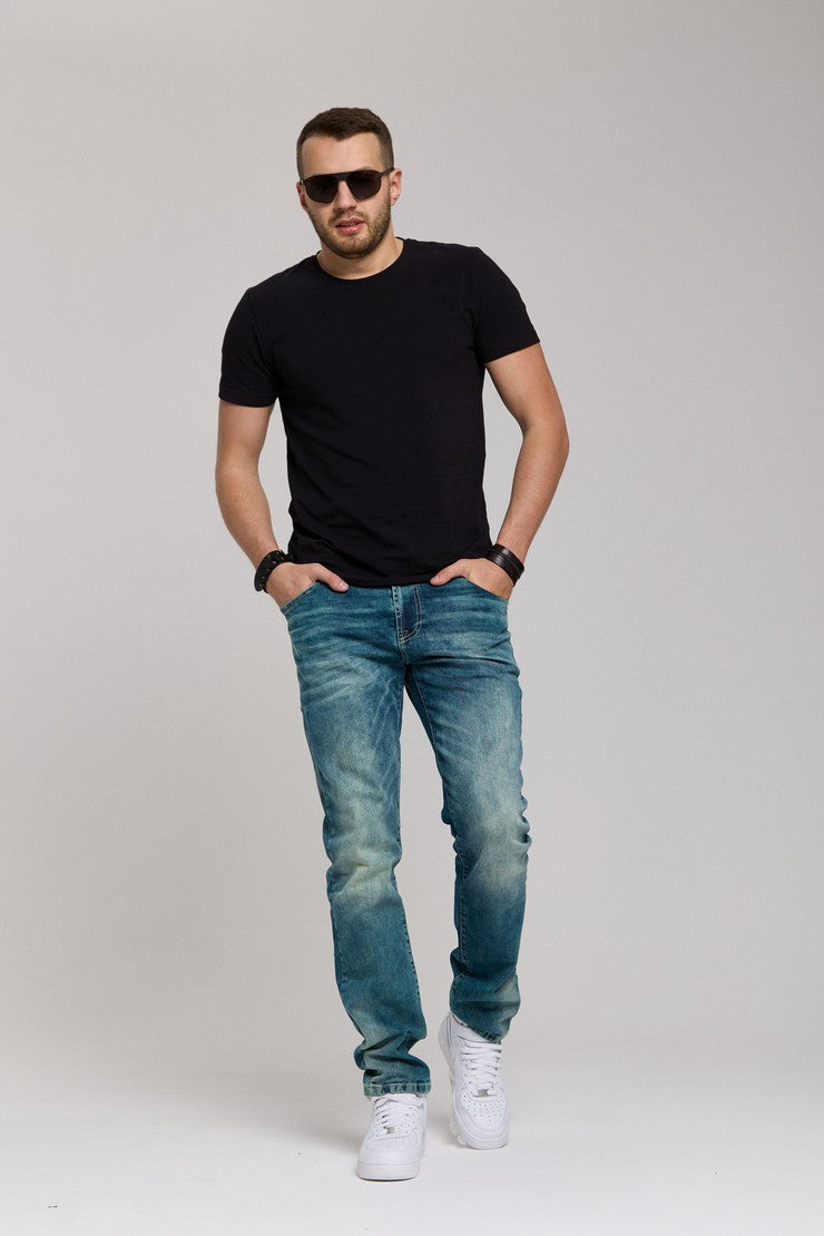 CD860 Men's Jeans – Straight Fit in Teal and Brown