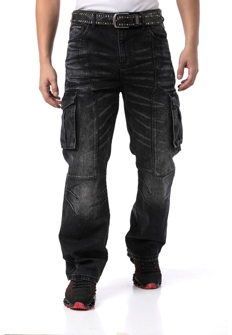 CD897 Men's Jeans - Over Size, Loose Fit, Dirty Wash