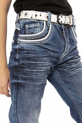 CDK102 Boys' Jeans – Regular Fit in Blue with Contrast Stitching & Distressed Wash | Durable Denim Trousers for School & Leisure