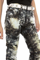 CDK105 Boys' Jeans – Regular Fit in Khaki with Bleach Effect & Multicolor Design | Creative Streetwear for Stylish Kids