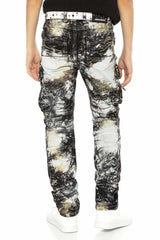 CDK105 Boys' Jeans – Regular Fit in Khaki with Bleach Effect & Multicolor Design | Creative Streetwear for Stylish Kids