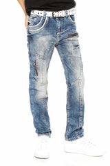 CDK109 Boys' Jeans – Regular Fit in Blue with Ripped Details & Contrast Stitching | Cool Denim Trousers for School & Leisure