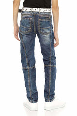 CDK110 Boys' Jeans – Regular Fit in Blue with Distinctive Seams & Distressed Wash | Stylish Denim Trousers for School & Leisure