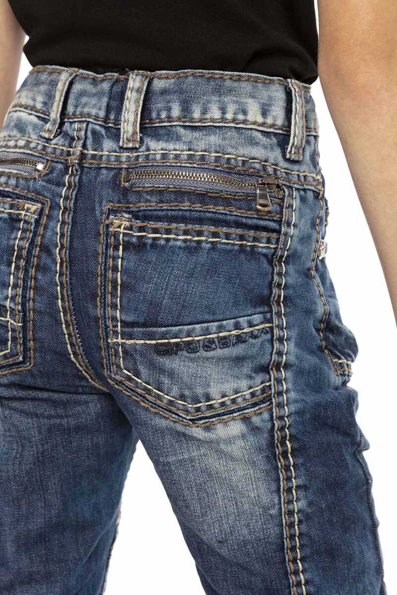 CDK110 Boys' Jeans – Regular Fit in Blue with Distinctive Seams & Distressed Wash | Stylish Denim Trousers for School & Leisure