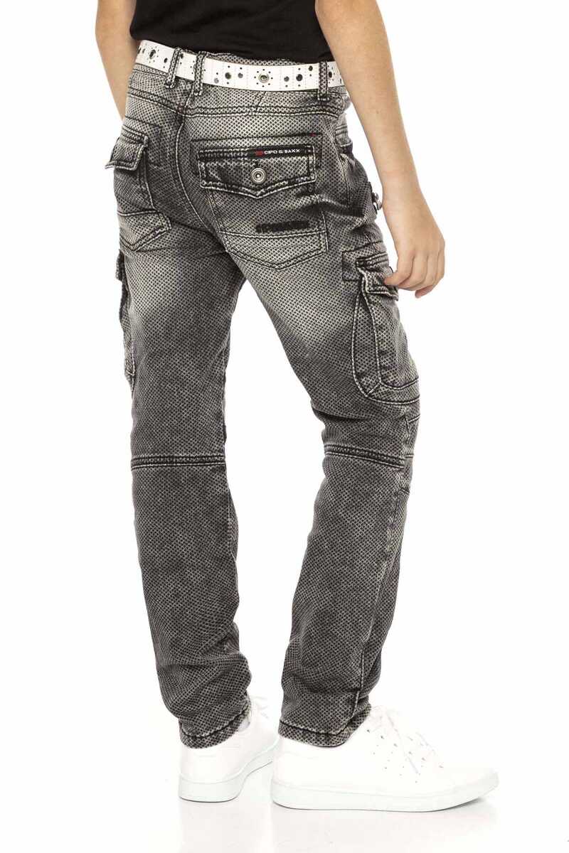 CDK111 – Regular fit in grey with a used look and decorative stitching | Stylish children's jeans for everyday wear and leisure