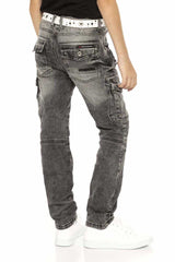 CDK111 – Regular fit in grey with a used look and decorative stitching | Stylish children's jeans for everyday wear and leisure