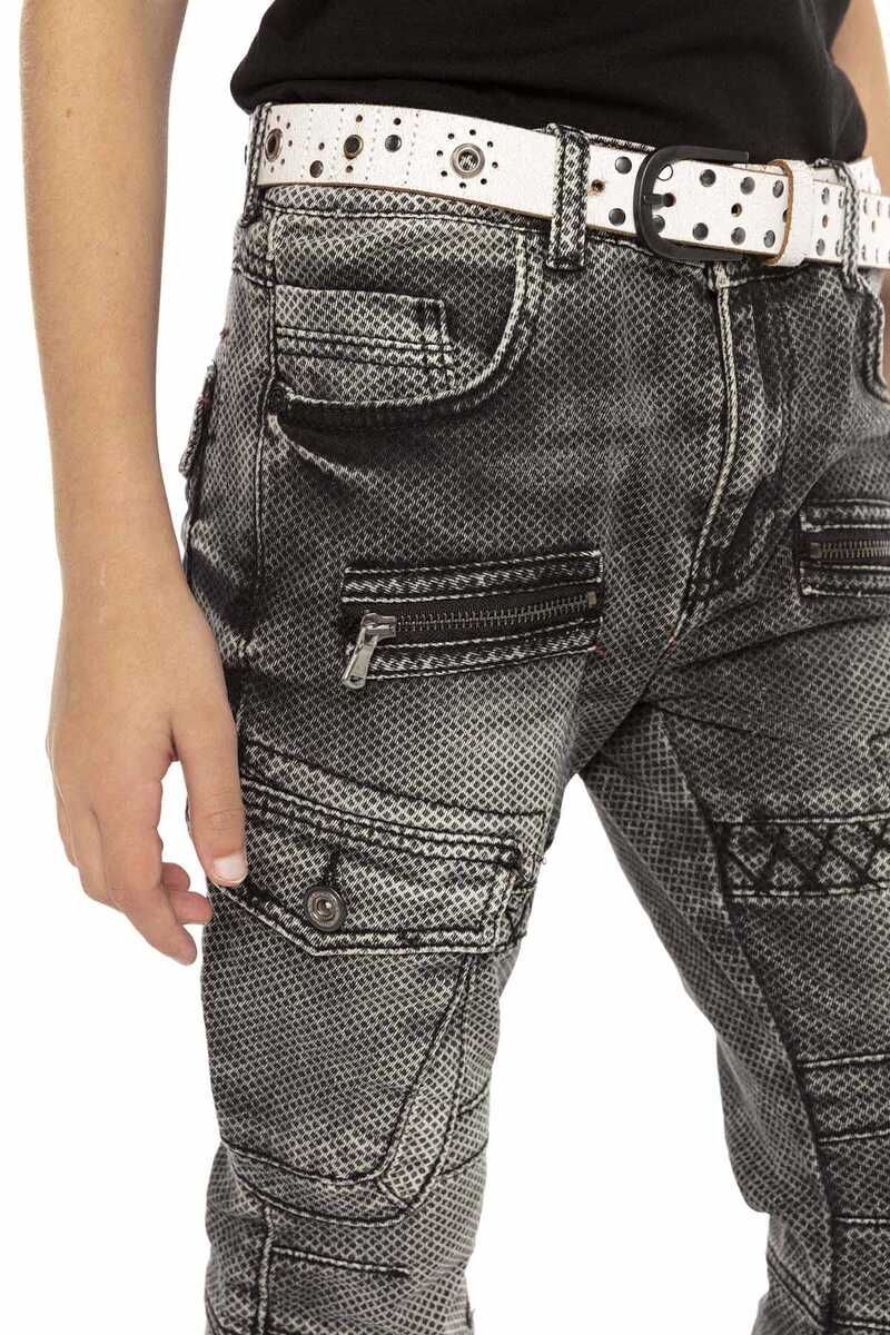 CDK111 – Regular fit in grey with a used look and decorative stitching | Stylish children's jeans for everyday wear and leisure